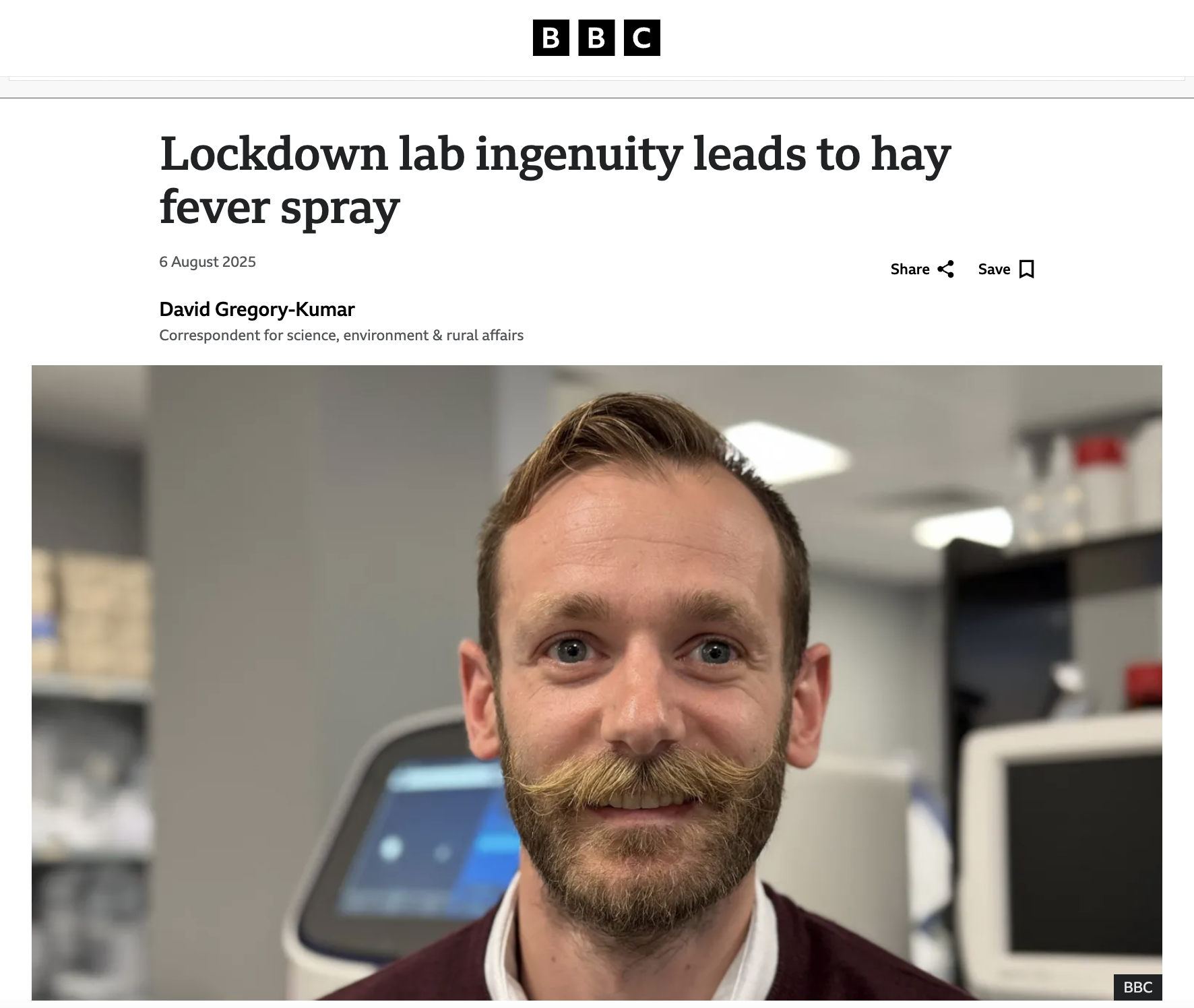 伯明翰大学研究人员正在完善一种无药物鼻喷雾的新配方，用于预防花粉热